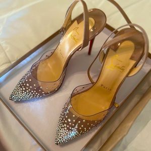 Christian Louboutin Spikaqueen pump nude, size 38, like new, worn once indoors